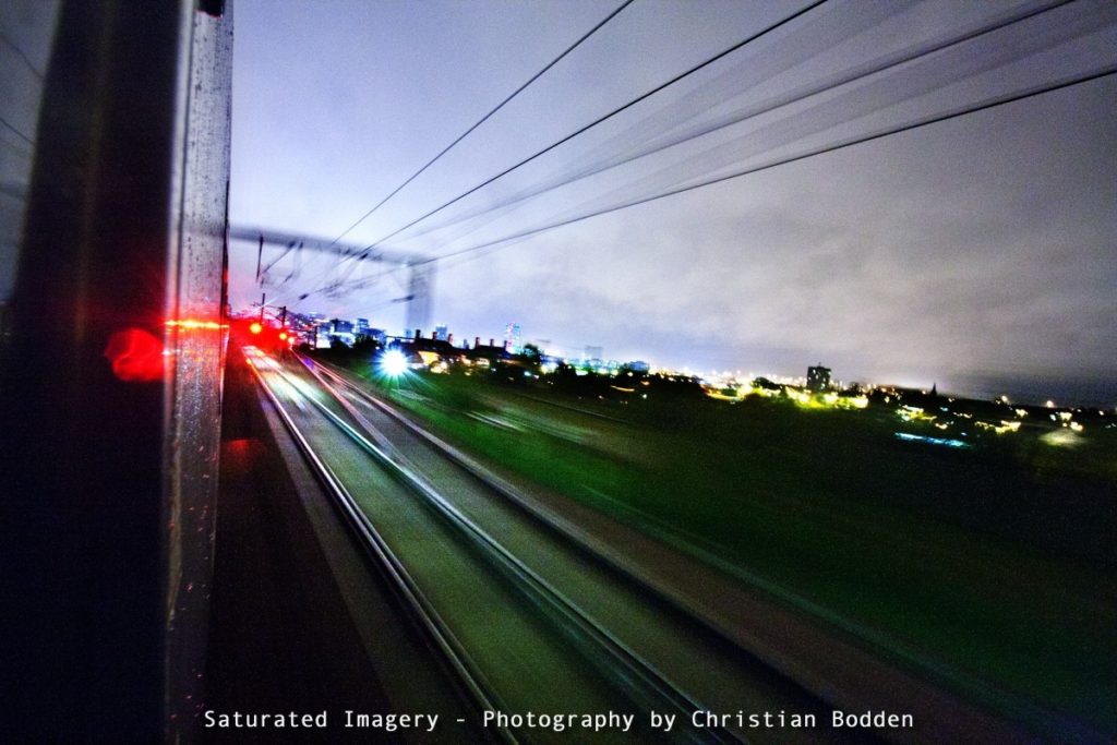 Image from the window of a moving train