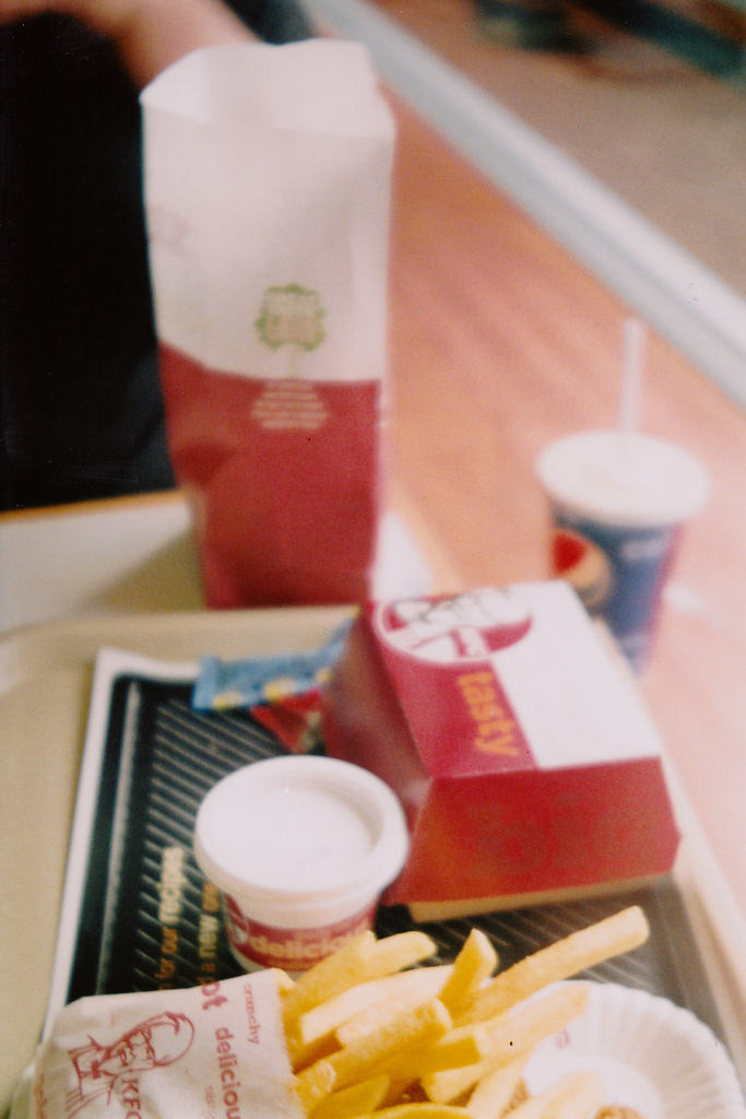 a chicken burger and fries