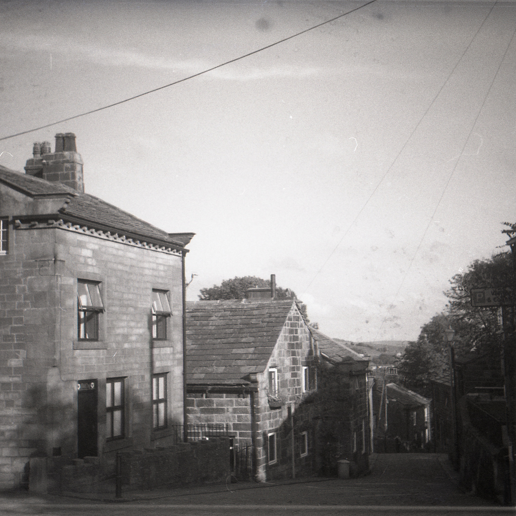 Monochrome image of village street