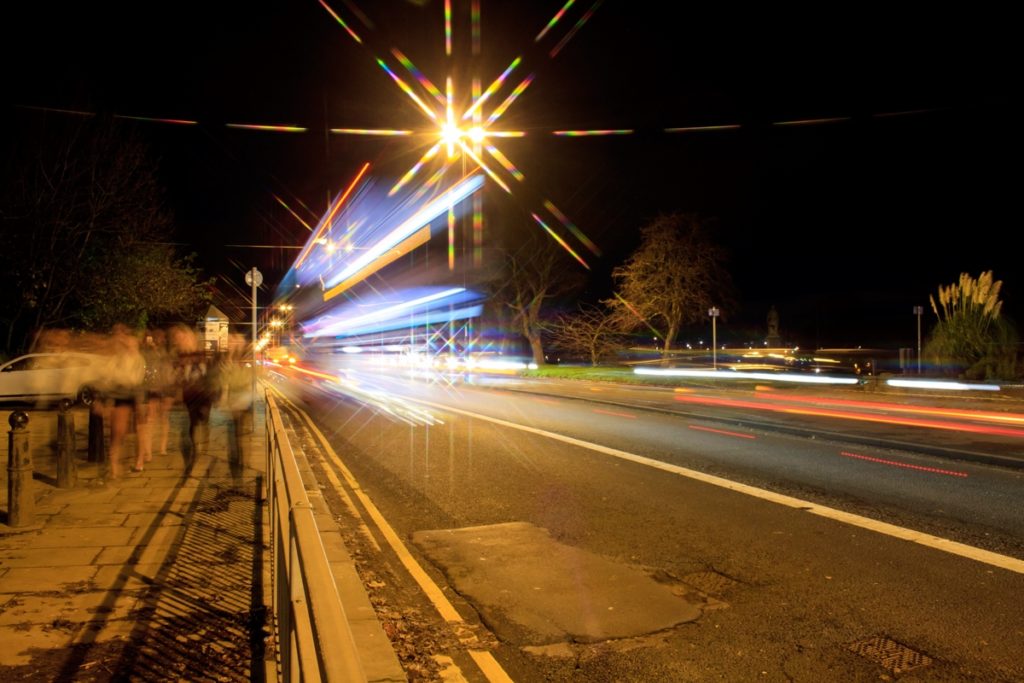 Image of Street at Night - Auto White Balance on Adobe Camera Raw - 2850K; 0 on Magenta/Green Axis