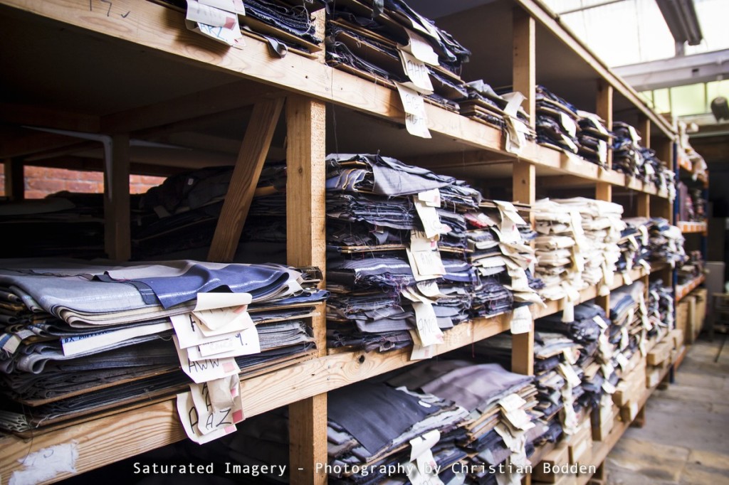 shelves of textiles