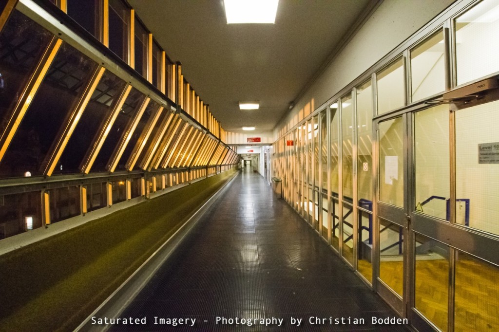 internal corridor in brutalist style