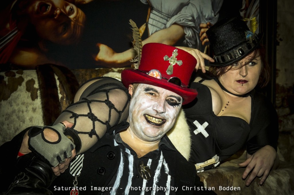 Images of from hallowe'en phot shooot of two models dressed in theatrical style