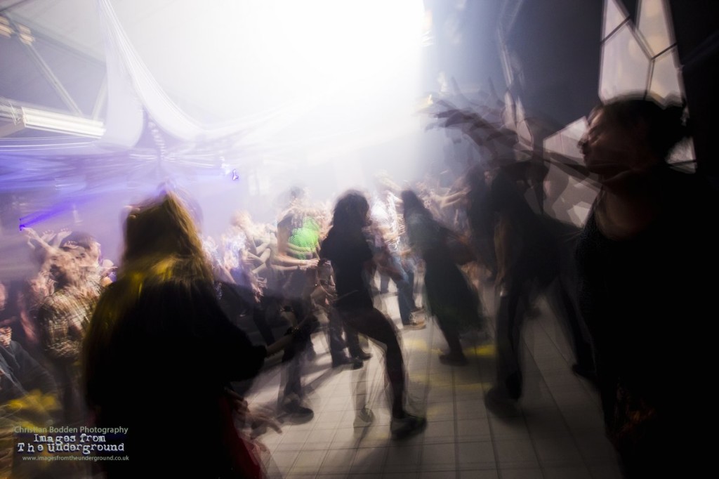 A nightclub crowd dancing