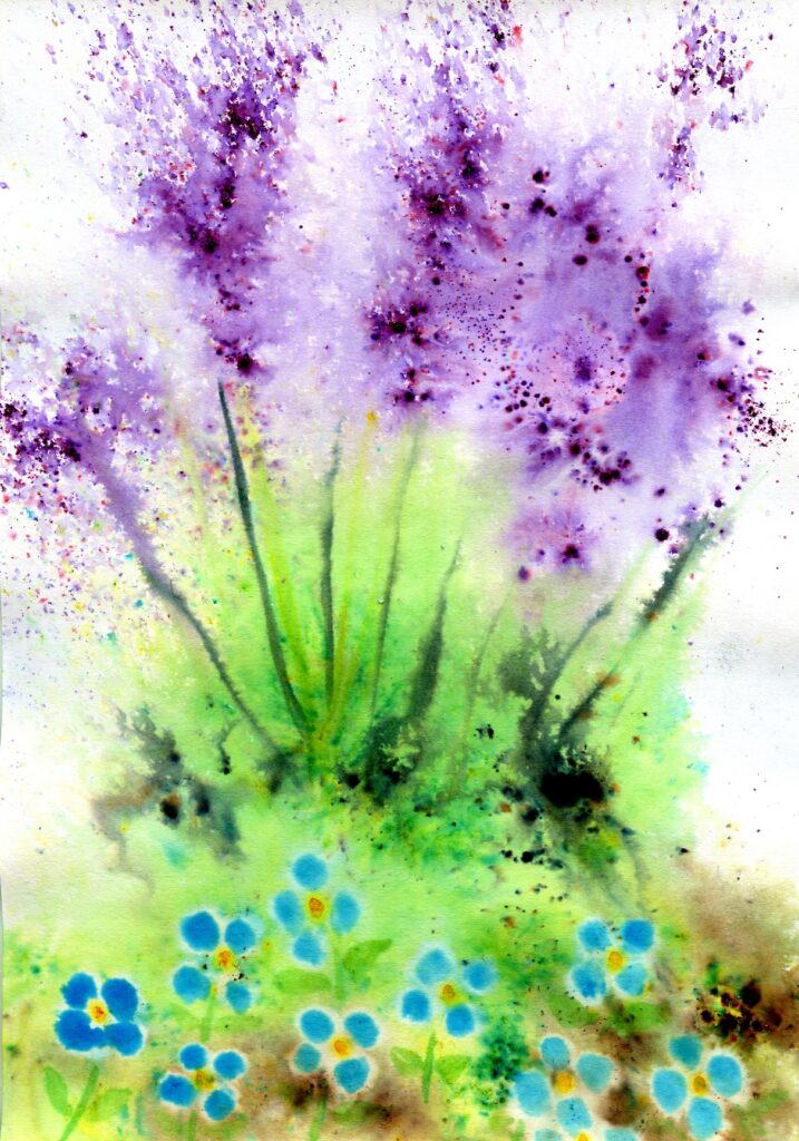 Abstract image of lavender and flowers